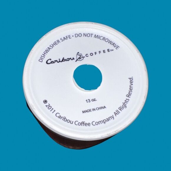 2011 Caribou Coffee Polka Dot Ceramic 13 Oz. Coffee Tea CoCo Mug with Lid - Picture 5 of 7